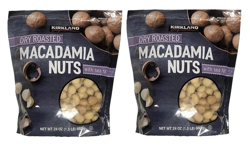 2 PACK KIRKLAND SIGNATURE DRY ROASTED MACADAMIA NUTS, 24 OZ EACH