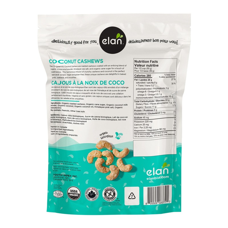 Elan Organic Coconut Cashews, 2 × 550 g  gallery