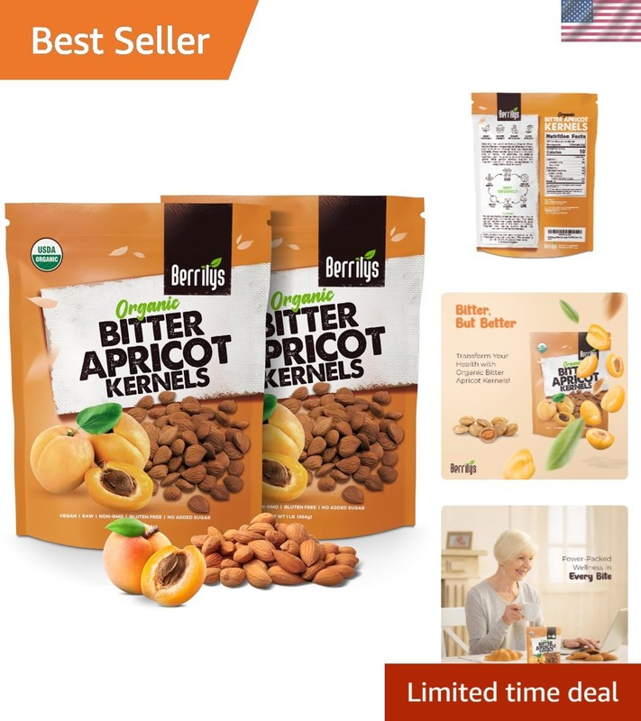 Natural Non-GMO Bitter Apricot Kernels - 16 Oz Box of Nutrient-Dense Goodness