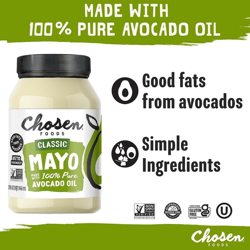 2 Jars Chosen Foods Mayo Real Mayonnaise With Avocado Oil 32 oz Each gallery
