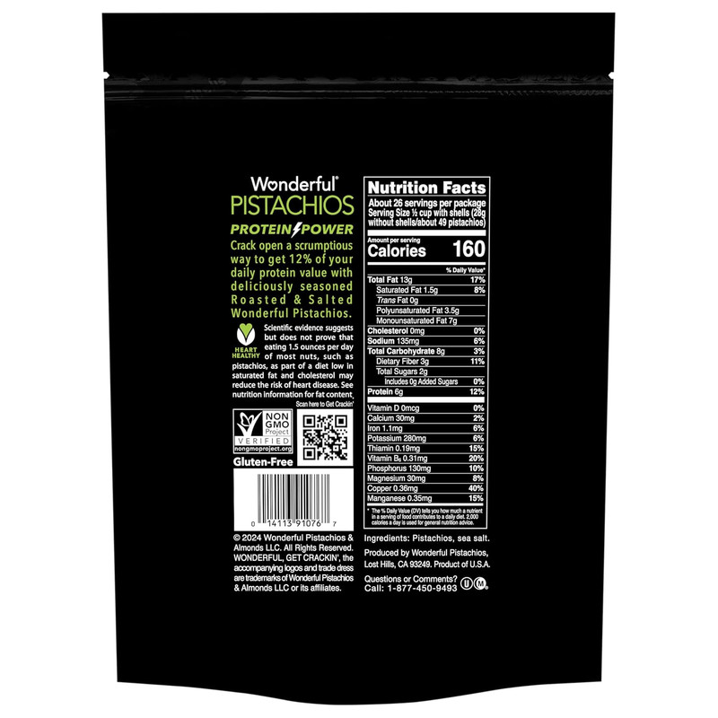 Wonderful Pistachios in Shell, Roasted & Salted Nuts, 48 Ounce Resealable Bag, P gallery