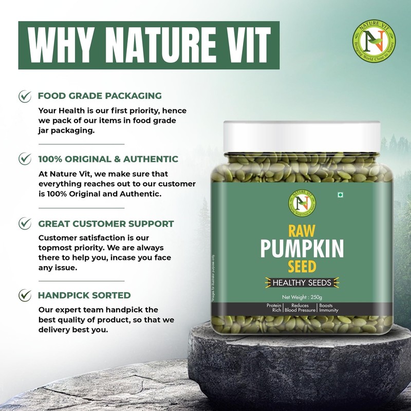 NatureVit Pumpkin Seeds 250g | Raw, Protein-Rich | Weight Loss & Heart Health gallery