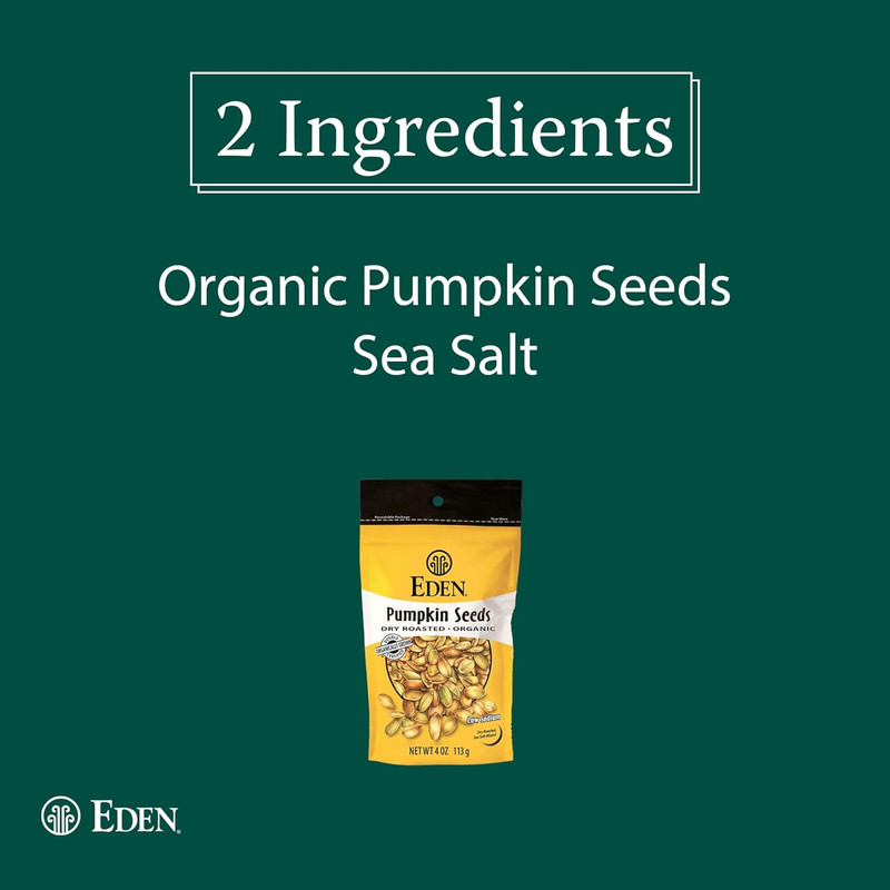 Organic Pumpkin Seeds, Shelled, Dry Roasted and Lightly Sea Salted, to Eat, 4 Oz gallery