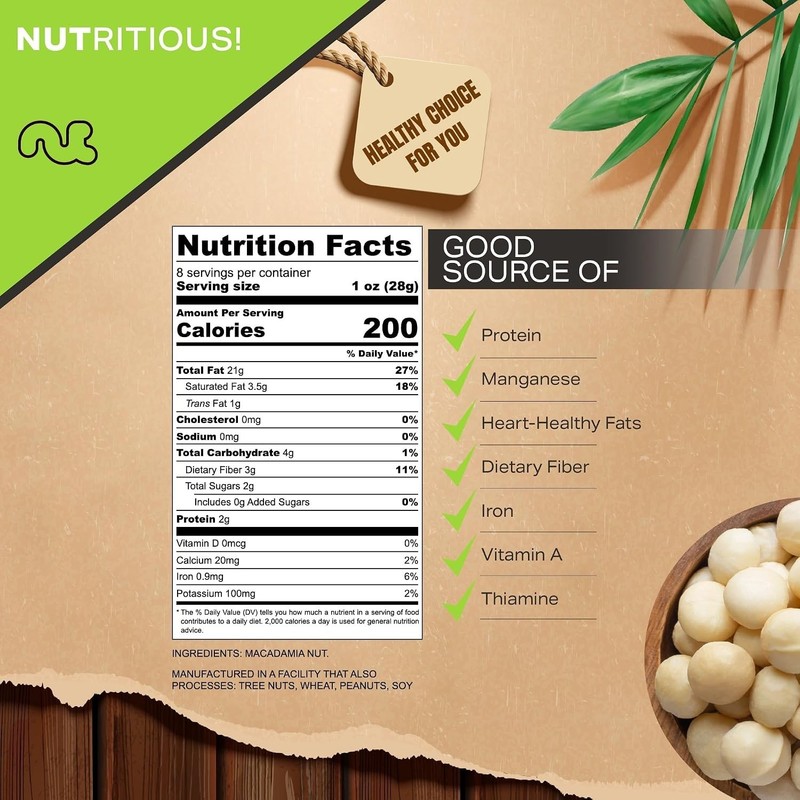 Nut Cravings Macadamia Nuts | Raw Fresh Snack Resealable Bag Kosher & Healthy gallery