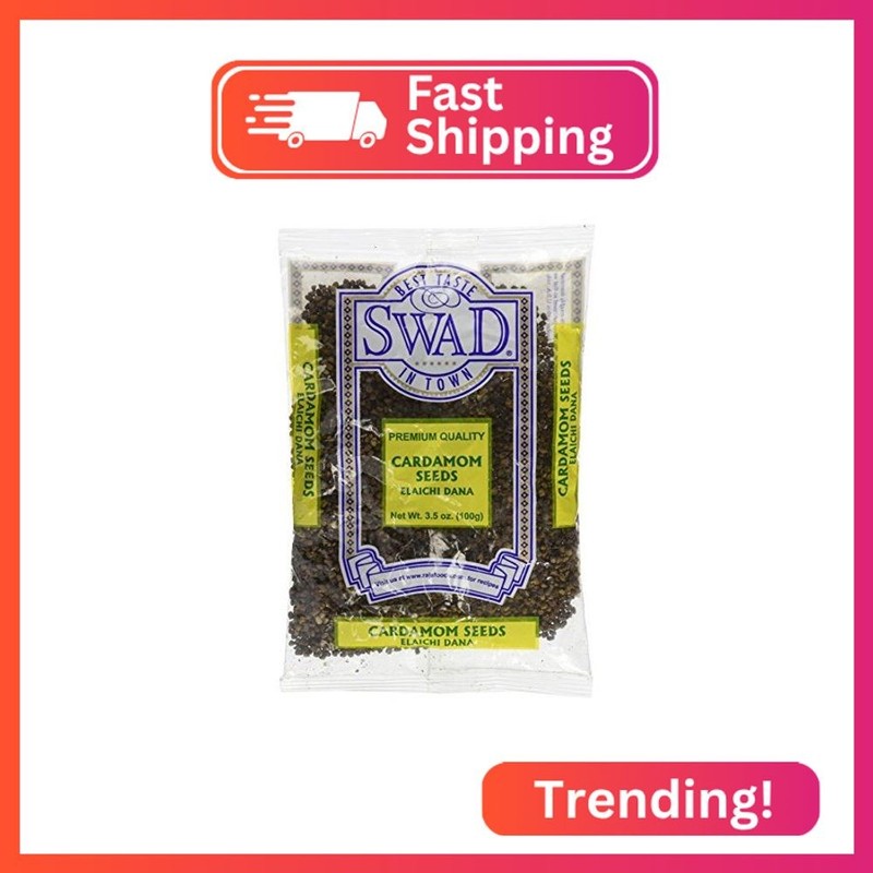 Swad Premium Quality Cardamom Seeds Decorticated (Elaichi Dana) / 100g., 3.5oz