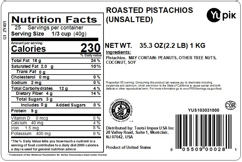 Pistachios Dry Roasted Unsalted In Shell Gluten-Free Kosher 2.2 lb (35.3 oz) gallery