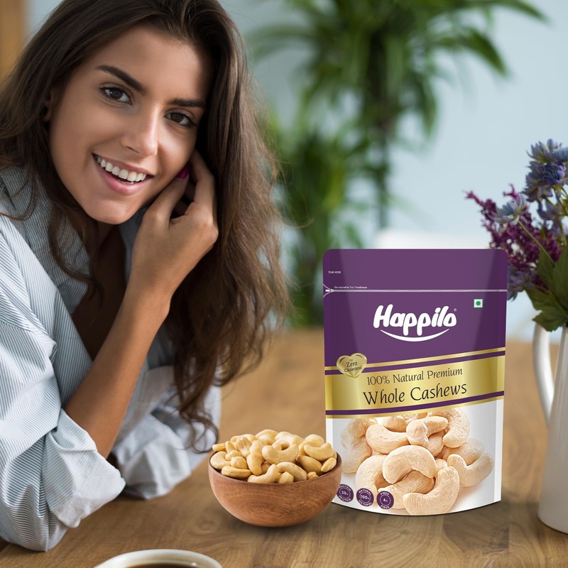 Happilo Whole Cashews 1Kg |Premium Unsalted Kaju Healthy Protein Rich Dry Fruits gallery