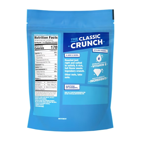 Blue Diamond Roasted Salted Almonds 14 oz Snack Nuts Resealable Bag gallery