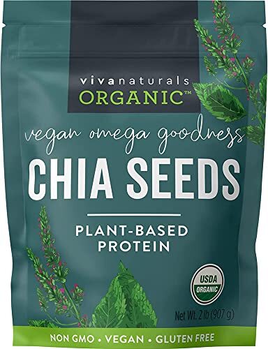 2 LBs Certified Organic Chia Seeds with Omega-3, Bulk, Superfood, Gluten-Free