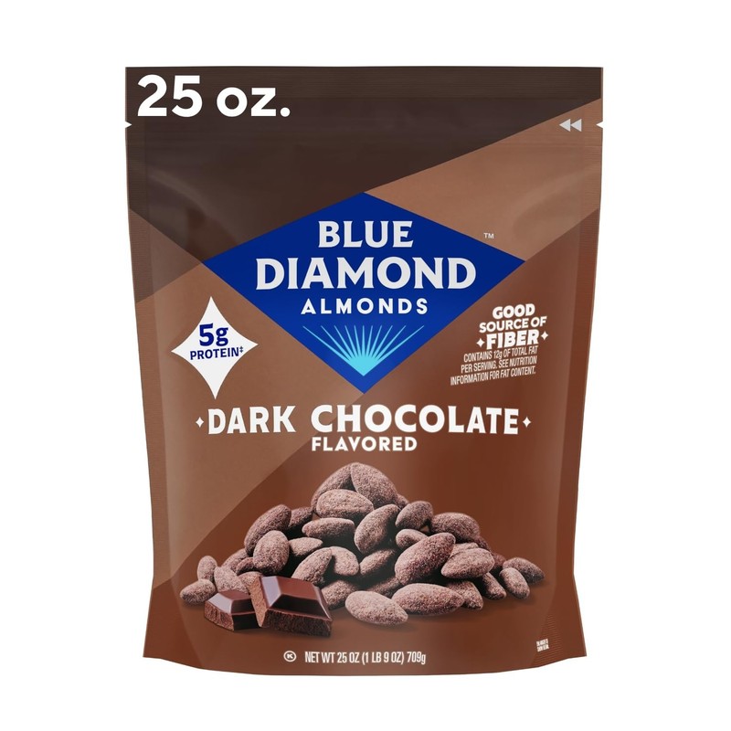 Blue Diamond Almonds Oven Roasted Dark Chocolate Flavored Snack Nuts, 25 Oz