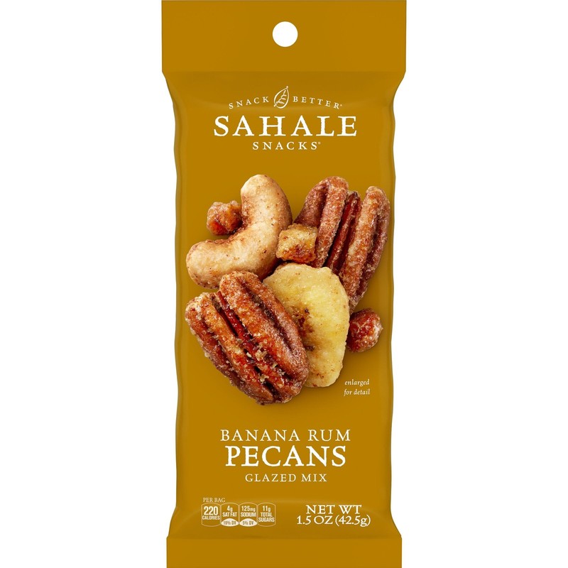 Sahale Snacks Banana Rum Pecans Glazed Nut Mix Pack of 18 Portable Pouches