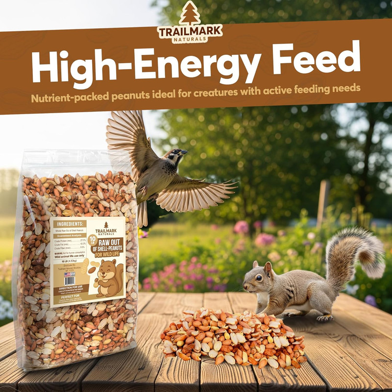 20 LB - Raw Shelled Peanuts for Squirrels, Out of Shell Peanuts for Birds and Wi gallery