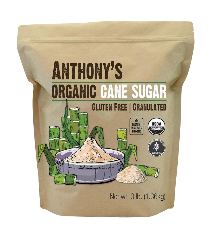 Organic Cane Sugar, 3 Lb, Granulated, Gluten Free & Non GMO