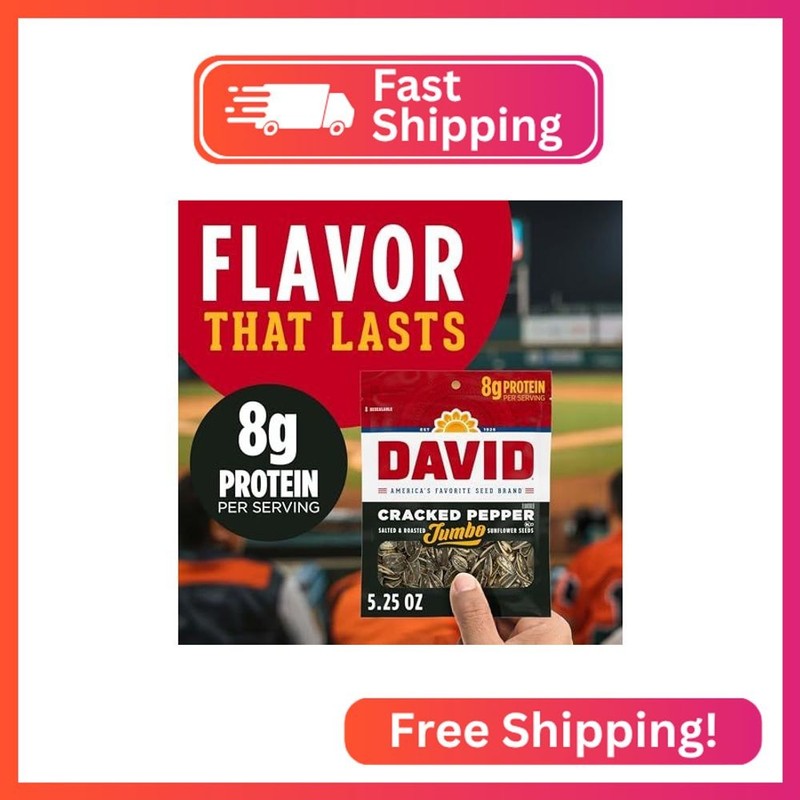 DAVID Jumbo Sunflower Seeds, Cracked Pepper Flavor, Father's Day Baseball Snack gallery