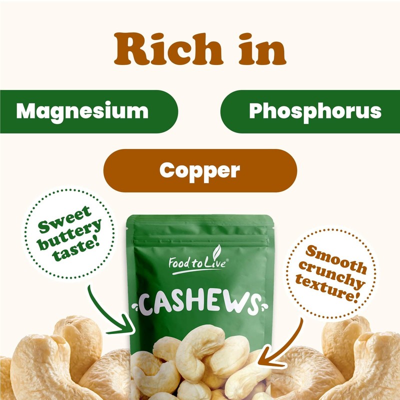 Raw Cashews Whole 4 Pounds Unsalted Unroasted W320 Vegan Kosher Bulk gallery
