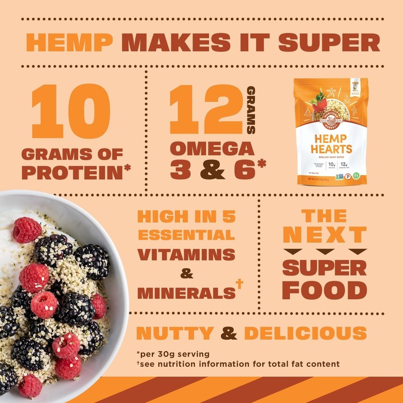 Hemp Hearts, Shelled Hemp Seeds - 16oz - 10g Plant Protein & 12g Omega 3 & 6 ... gallery