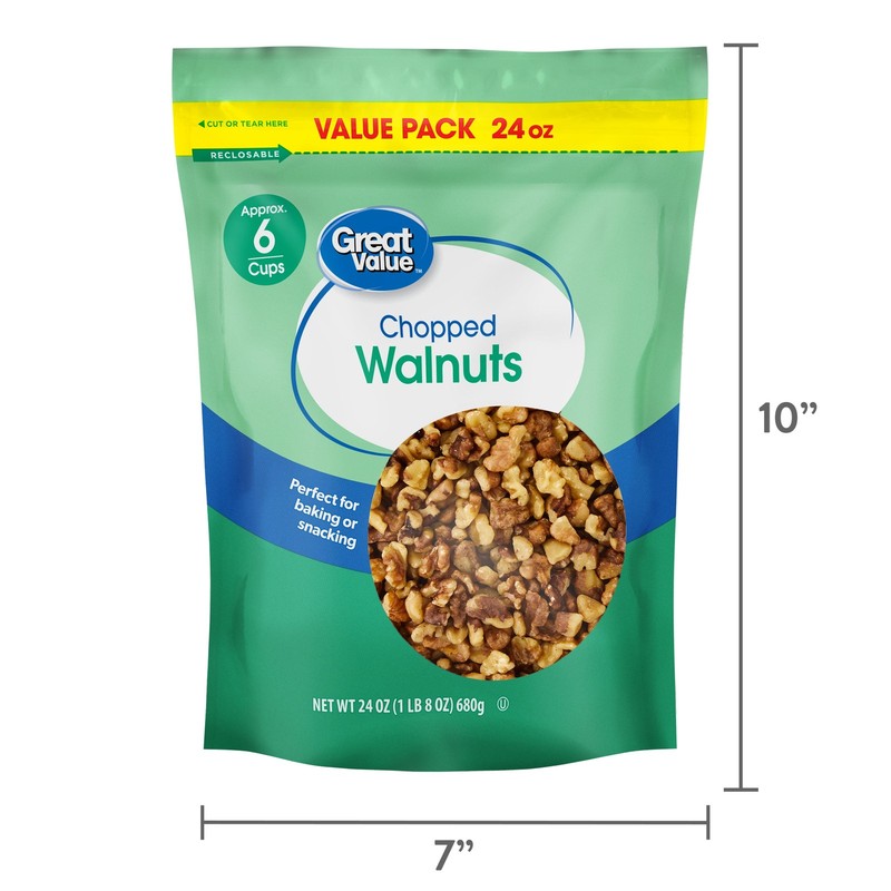 Chopped Walnuts Baking Snack Nuts Resealable Bag 24 oz gallery