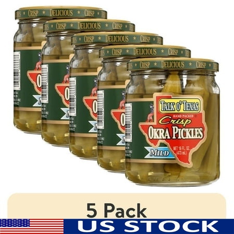 Pickled Mild Okra Fat-Free Low-Calorie Shelf-Stable Whole Veggies New