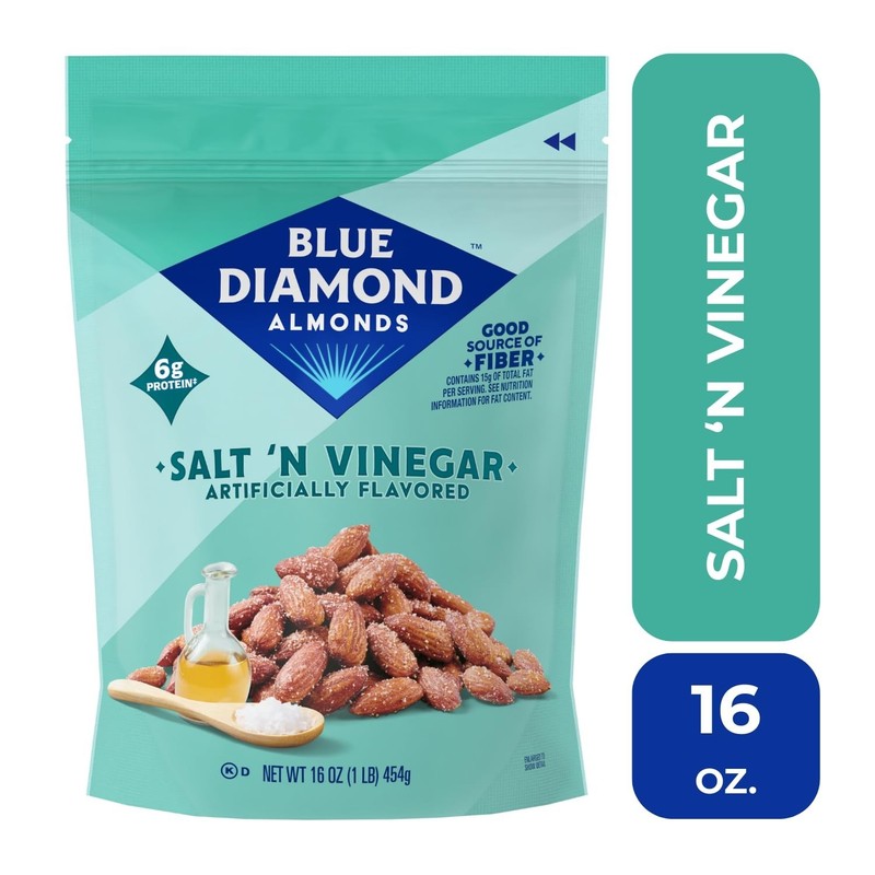 Blue Diamond Almonds Salt N' Vinegar Flavored Snack Nuts, 16 Oz Resealable Bag gallery