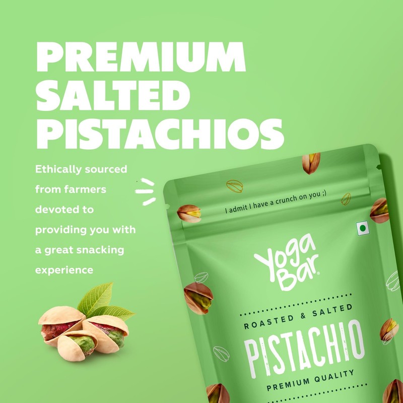 Yogabar Premium Roasted Pistachios 500g | Salted Crunchy Pista Dry Fruits gallery