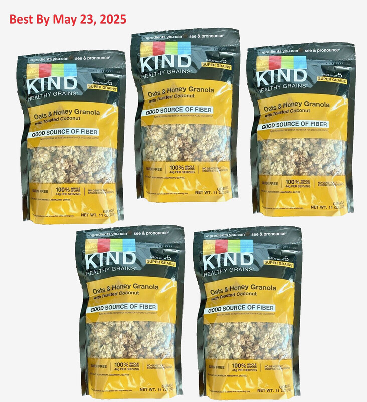 5-PACK KIND HEALTHY GRAINS Oats & Honey Granola with Toasted Coconut 11 Oz. each