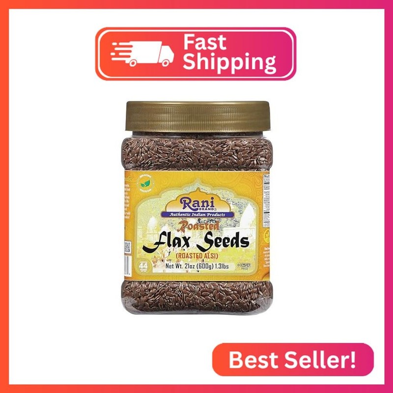 Rani Roasted Flax Seeds (Alsi, Linum usitatissimum) 21oz (1.3lbs) 600g PET Jar ~