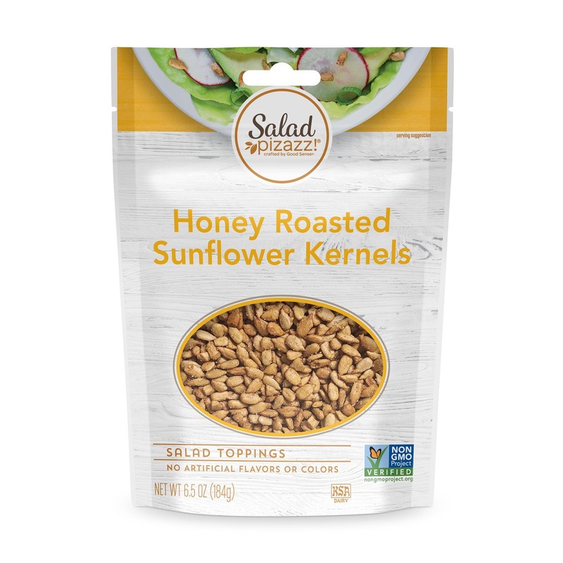 Salad Pizazz Honey Roasted Sunfower Kernels (Pack of 12), Shelled Sunflower S…