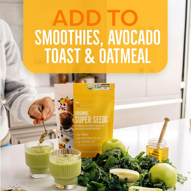 Betterbody Foods Superfood Organic Super Seeds - Chia Flax & Hemp Seeds, Blend o gallery