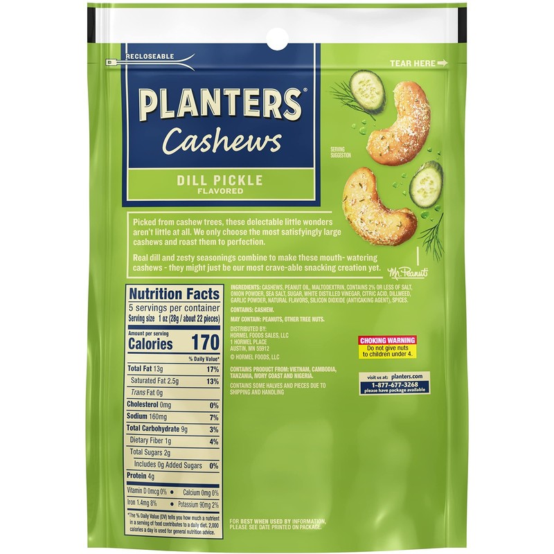 PLANTERS Cashews Dill Pickle - Trail Mix Snack Packs - 5 oz (Pack of 1) gallery