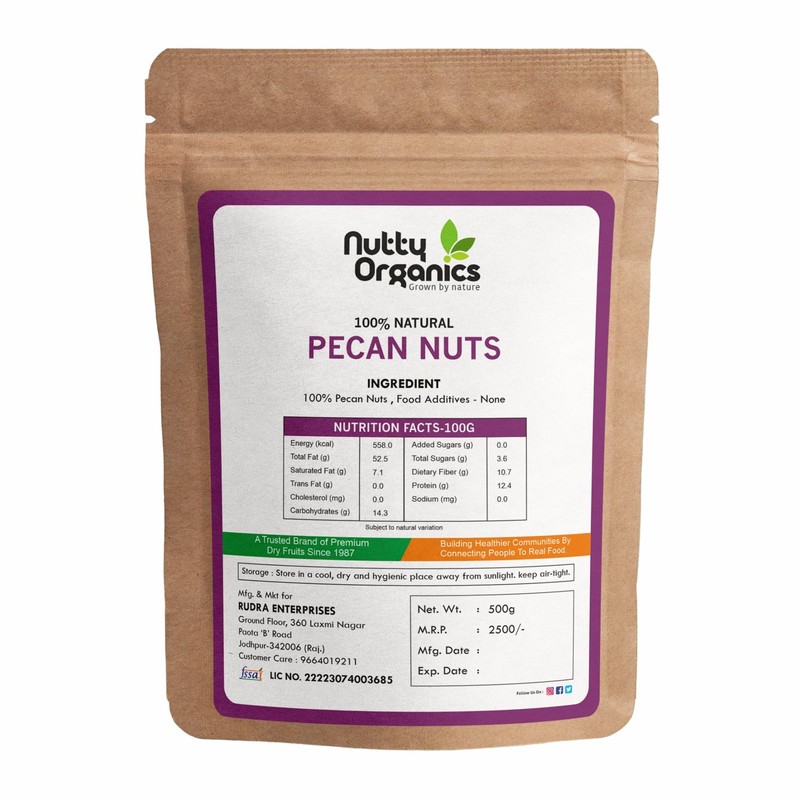 Nutty Organics Premium Pecan Nuts 1Kg | Healthy Dry Fruits Rich in Protein Fiber gallery