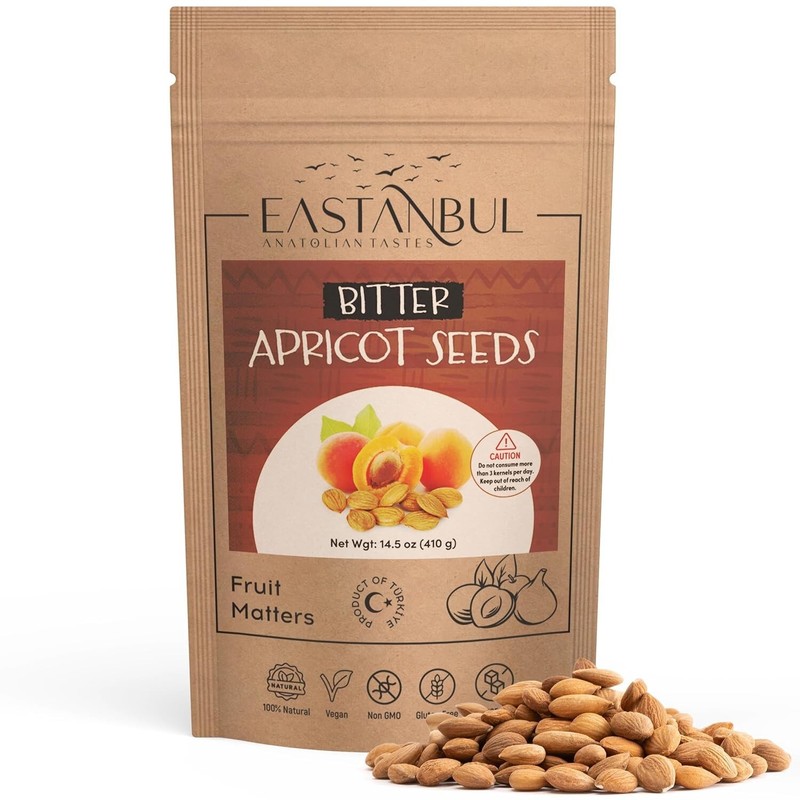 "Organic Bitter Raw Apricot Kernel Premium Seeds 16oz Gluten Free Vegan USDA 1 l