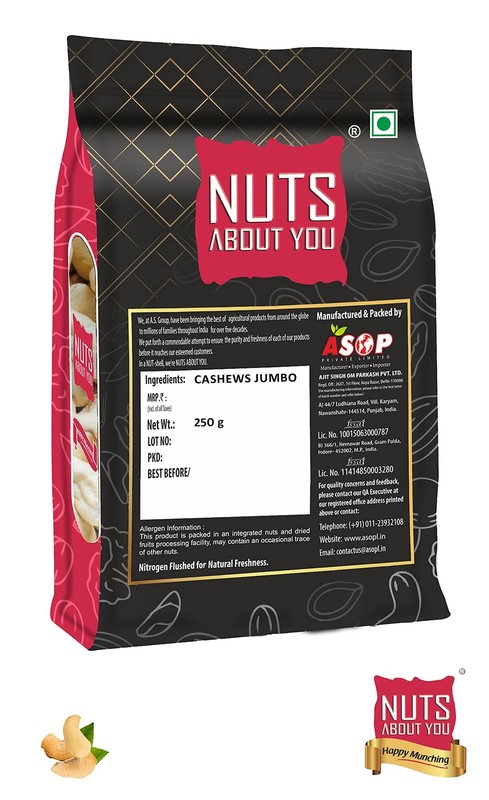 Nuts About You Cashews Jumbo 250g | W240 Grade Kaju Natural Crunchy Dry Fruits gallery