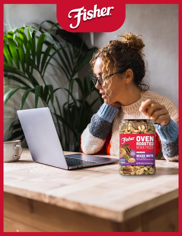Chef'S Naturals Fisher Oven Roasted Never Fried Mixed Nuts Peanuts 24 Ounces gallery