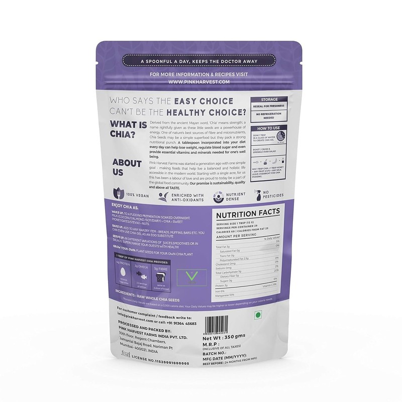 Pink Harvest Farms Chia Seeds Pouch (350 g) gallery