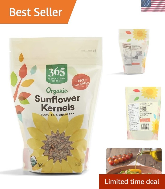 Organic Roasted Unsalted Sunflower Kernels 12oz – & Protein-Packed Snack
