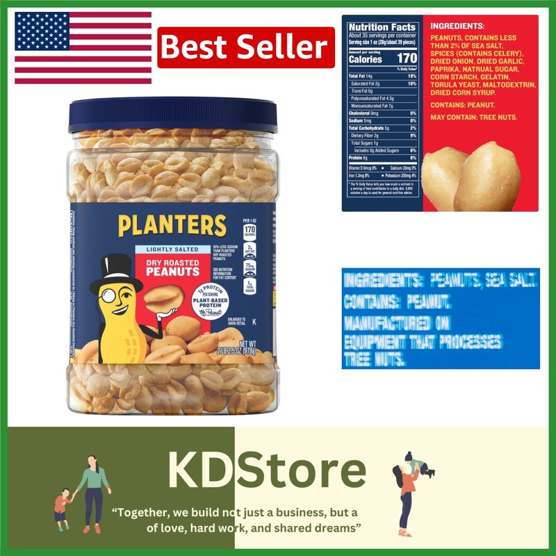 Crunchy Lightly Salted Dry Roasted Peanuts – Bulk 6-Pack