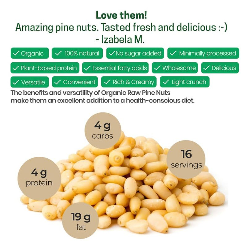 Z Natural Foods Organic Pine Nuts - Raw Nutrient-Dense Superfood Packed in Airti gallery