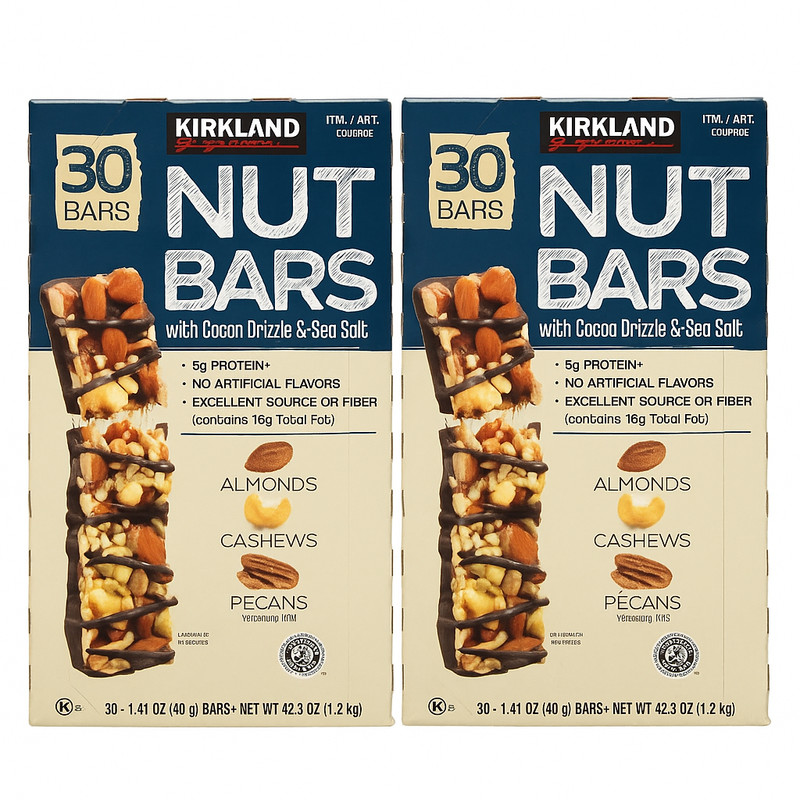 2-Pack Kirkland Nut Bars (60 Bars Total) – Healthy Crunch, Sea Salt Flavor
