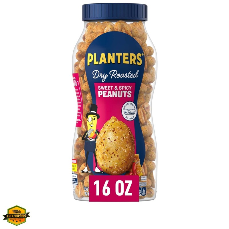 Sweet and Spicy Peanuts, Plant-Based Protein, Sweet & Spicy Party Snacks, Pea…