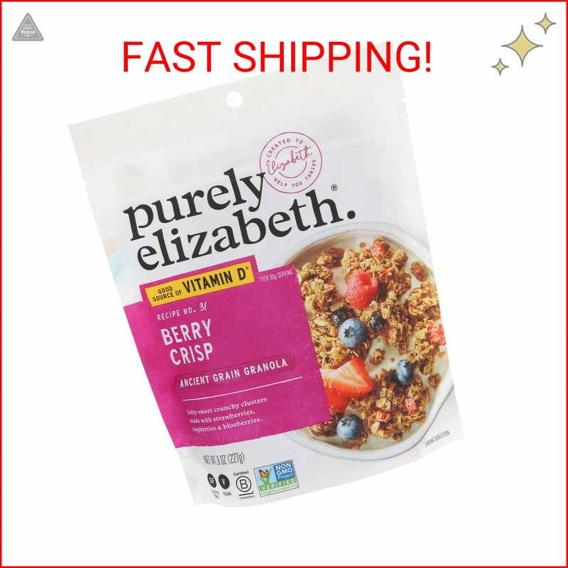 Purely Elizabeth, Berry Crisp, Ancient Grain Granola with Vitamin D, Gluten-Free