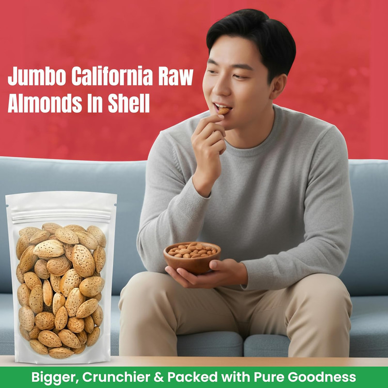Jumbo California Almonds in Shell – 5 Lbs (80Oz) Premium Quality Kosher Raw Almo gallery