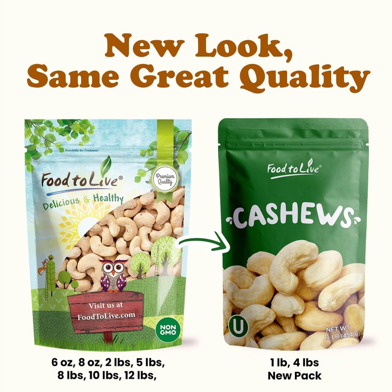 Raw Cashews Whole 4 Pounds Unsalted Unroasted W320 Vegan Kosher Bulk gallery