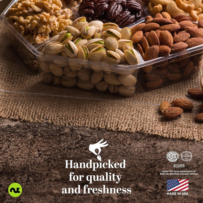 NUT CRAVINGS - Mixed Nuts Gift Basket in Green Gold Box (7 Assortments, 1 LB) Tr gallery