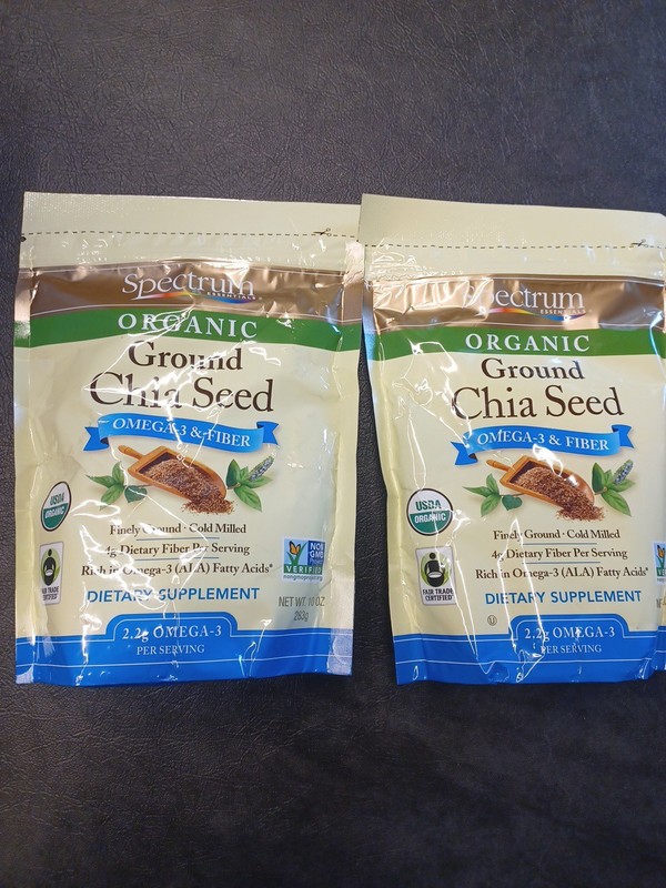 Spectrum Essentials Organic Ground Chia Seed, 10 Oz Lot Of 2 09/2026