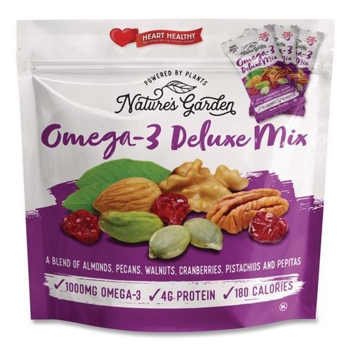 Nature's Garden Omega-3 Nut Mix, 1 oz Pouch, 7 Pouches/Pack, 6 Packs/Carton gallery