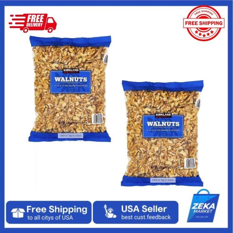 2 Packs Kirkland Signature Walnuts – 3 lbs Each Pack, Dried Whole Walnuts