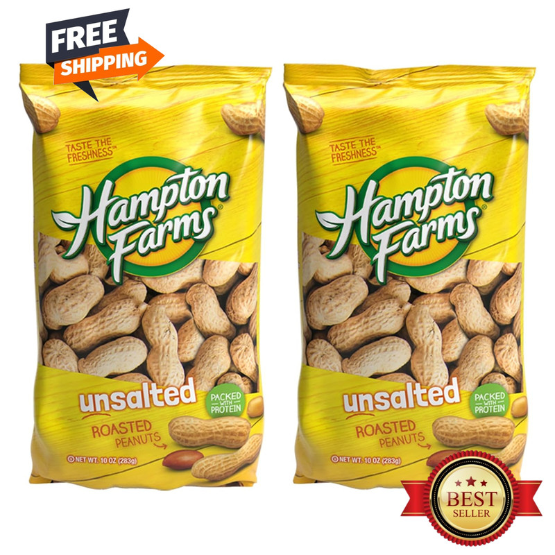 2 PACK Unsalted In-Shell Peanuts 10oz. TOTAL