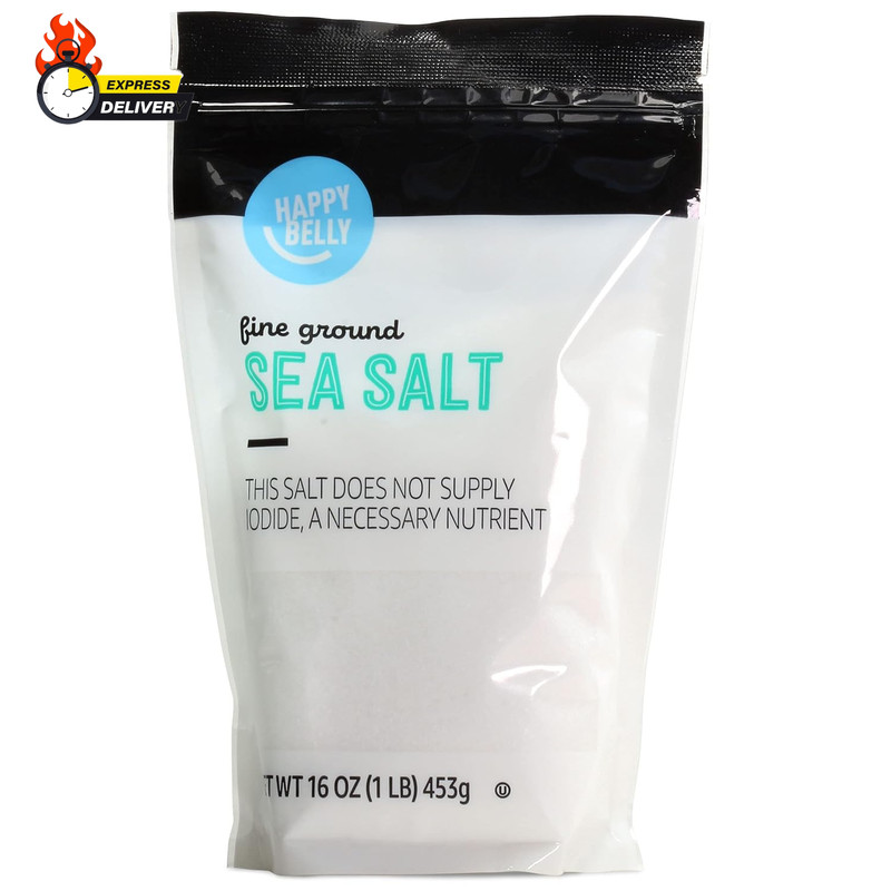 Amazon Brand – , Sea Salt, Fine Ground, 1 Pound (Pack of 1)