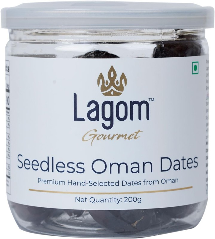 Lagom Gourmet Omani Dates 200g | Seedless Natural Dry Fruits Gluten Free Vegan