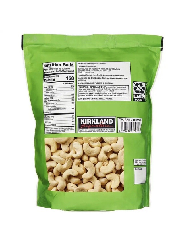 Kirkland Signature Organic Whole Cashews, Unsalted, Unroasted, 2.5 lbs Dry Nuts gallery
